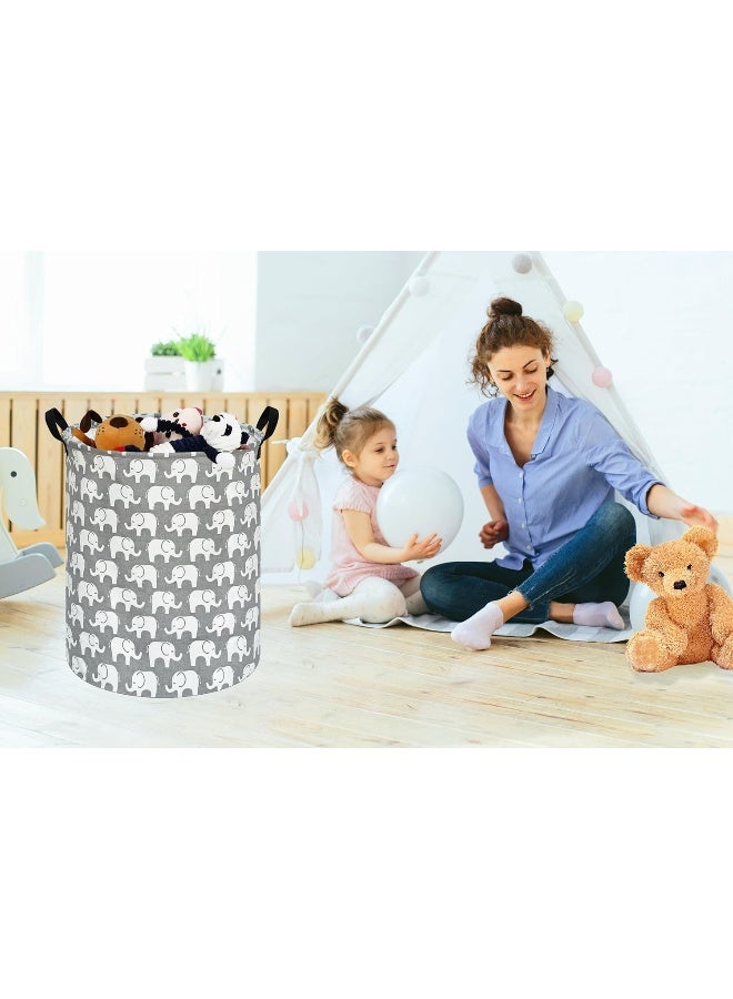 KUNRO Baby Laundry Basket Kids Elephant Pattern Hamper,Large Storage Box Toy Waterproof Storage Organizer Nursery Bin Clothes,Room Decor - Image 4